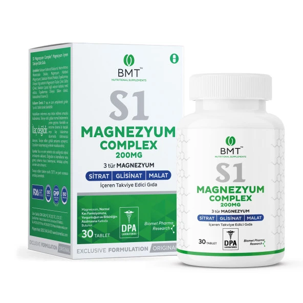 S1 Magnezyum Complex - Sitrat Malat Glisinat 30 Tablet