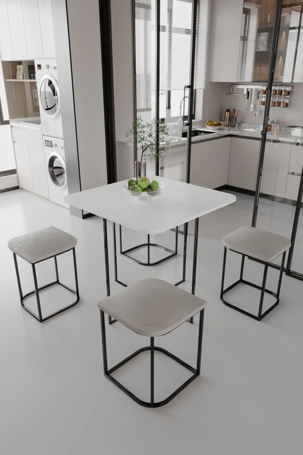 Dekorfim Mokaparkavm Rüzgar Tabureli Oval Masa - 2