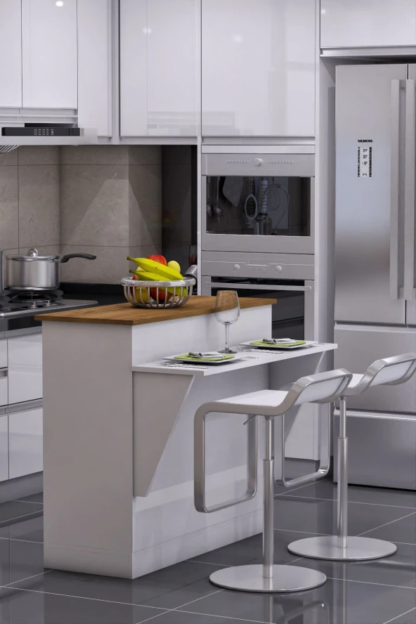 Dekorfim Lavinia Kitaplıklı Çalışma Masası Koyu Ceviz Beyaz - 2