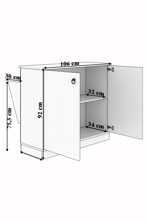 Dekorfim Lavinia Kitaplıklı Çalışma Masası Koyu Ceviz Beyaz - 4
