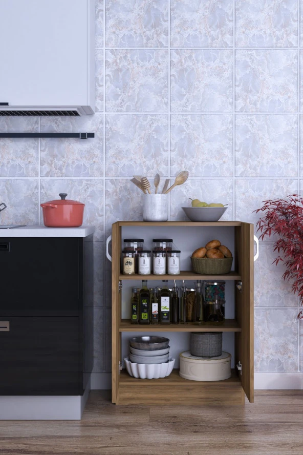 Mokaparkavm Mokas Çok Amaçlı Dolap 2 Raflı Kapaklı Mutfak Balkon Banyo Mokas1002 - 3