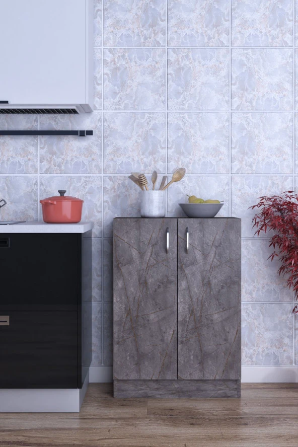 Mokaparkavm Mokas Çok Amaçlı Dolap 2 Raflı Kapaklı Mutfak Balkon Banyo Mokas1002 - 2