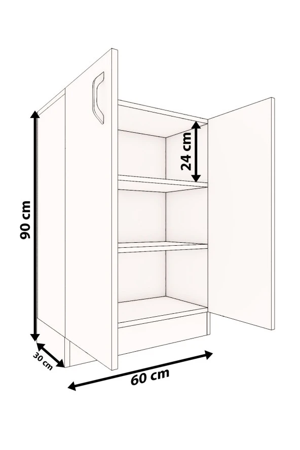 Mokaparkavm Mokas Çok Amaçlı Dolap 2 Raflı Kapaklı Mutfak Balkon Banyo Mokas1002 - 4