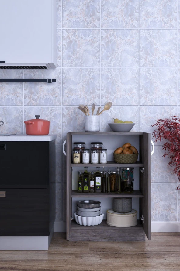 Mokaparkavm Mokas Çok Amaçlı Dolap 2 Raflı Kapaklı Mutfak Balkon Banyo Mokas1002 - 3
