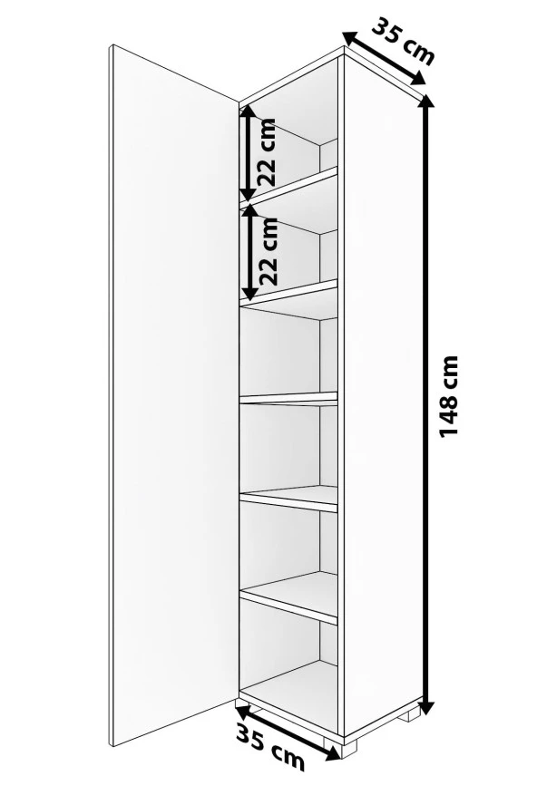 Mokaparkavm Saltik Çok Amaçlı Dolap Tek Kanat Raflı Saltik1001 - 4