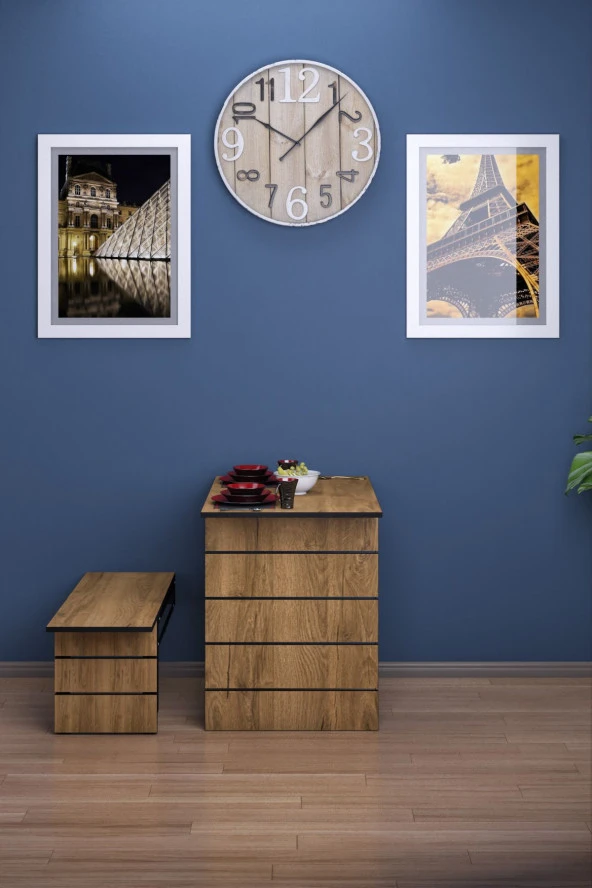 Mokaparkavm Begonya Tabureli Yemek Masası Mutfak Masası - 2