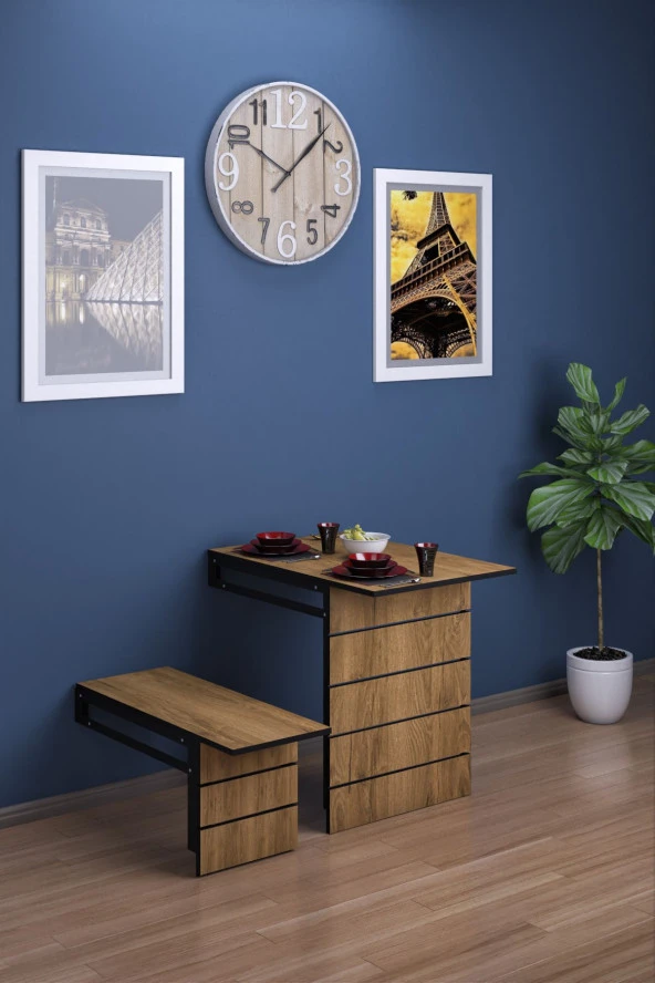 Mokaparkavm Begonya Tabureli Yemek Masası Mutfak Masası - 3