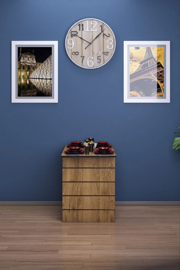 Mokaparkavm Fulya Duvara Monte Katlanbilir Pratik Yemek Masası Balkon Masası Çalışma Masası - 2