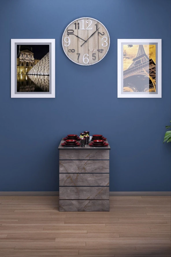 Mokaparkavm Fulya Duvara Monte Katlanabilir Pratik Yemek Masası Balkon Masası Çalışma Masası - Resim 2