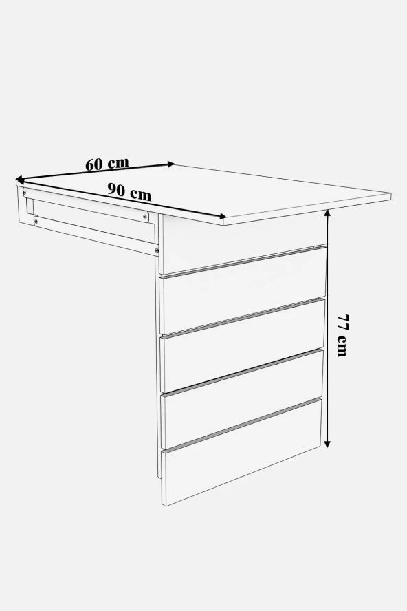 Mokaparkavm Fulya Duvara Monte Katlanabilir Pratik Yemek Masası Balkon Masası Çalışma Masası - 4