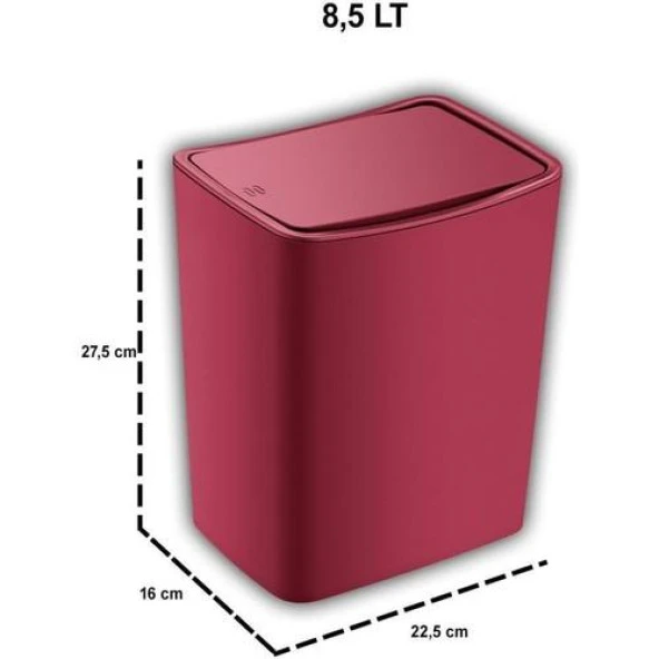 Turan Plastik Touch Çöp Kutusu 8.5 lt. Carmen Kırmızı