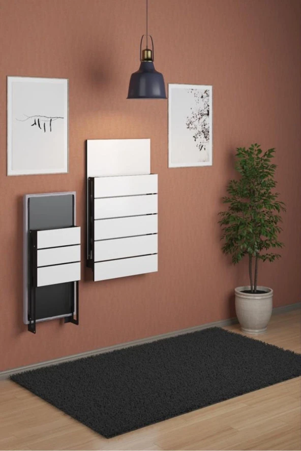 Dekorfim Duvara Monteli Katlanır Tabureli Masa - Resim 2