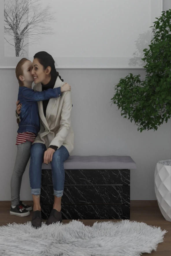 Mokaparkavm Mimoza Tabure Antre Griş Hol Ayakabı Önü - 2