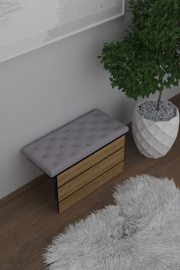 Mokaparkavm Mimoza Döşemeli Tabure Giriş Antre Ayakabı Önü - 2