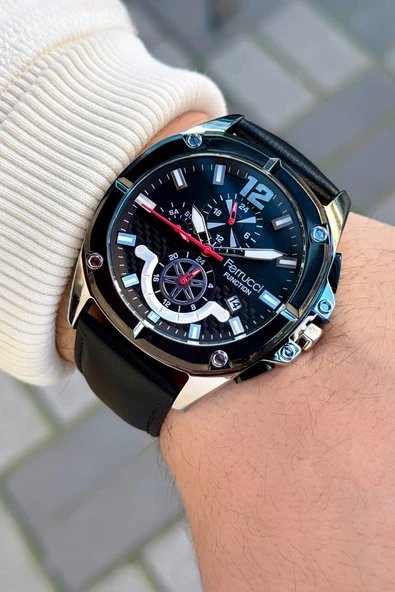 Ferrucci Function FCF.03276FK.01 Deri Kordon Erkek Kol Saati - Resim 2