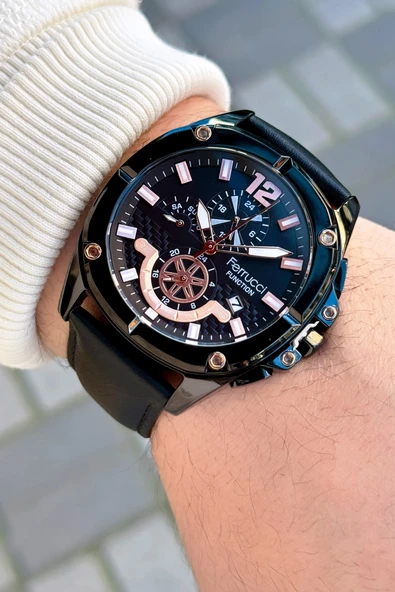 Ferrucci Function FCF.03276FK.05 Deri Kordon Erkek Kol Saati - Resim 4