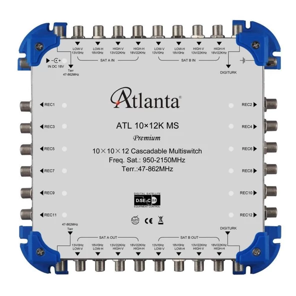 Atlanta 10/12 10x12 Santral Merkezi Sistem Multiswitch ( Geçişli Kaskatlı )