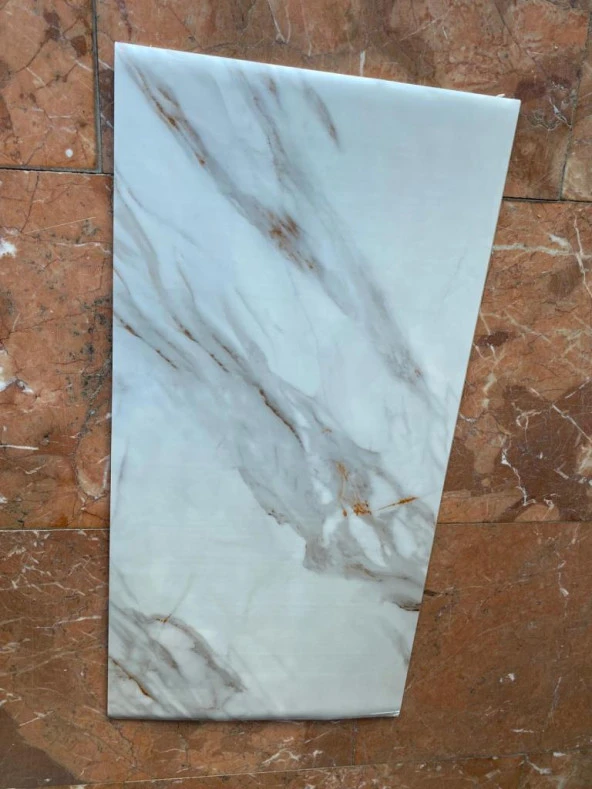 Renkli Duvarlar 60x30cm Shiny Alaca Renkli Mermer Desen Yapışkanlı Karavan Prefabrik Banyo Wc Duvar Kaplama Paneli - 4