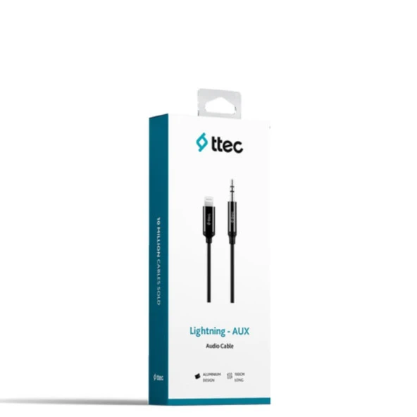 Ttec 1 Metre Aux 3.5mm to İphone Lightning Ses Aktarım Kablosu, İphone Aux Kablo - 2