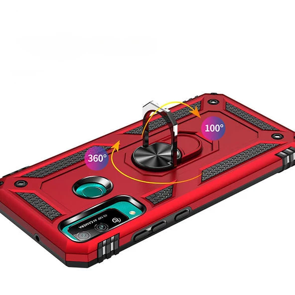 Huawei P40 Lite E Kılıf Yüzüklü Zırh Tank Vega - 3