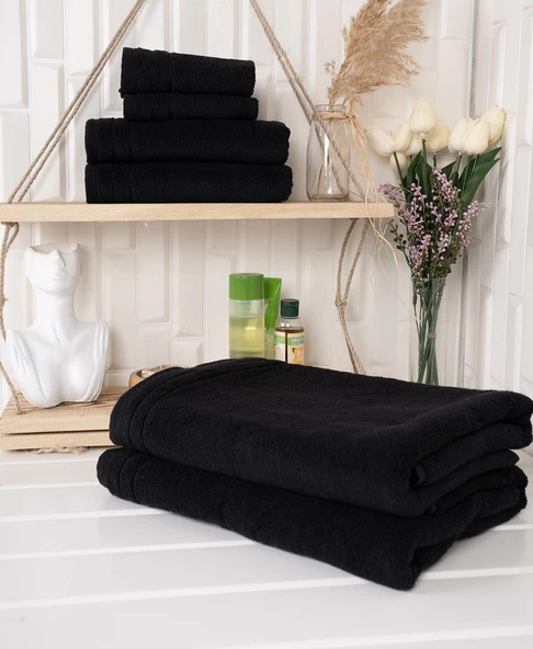 %100 Pamuk 6 Parça Microcotton Mutfak Havlusu / El & Yüz Havlusu / Banyo Havlusu Seti Hürsan Saphir - 6