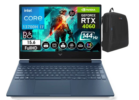 Hp Victus 15-FA1054NT Intel Core I7 13700H 32GB Ram 512GB SSD 8gb RTX4060 15.6 Inç 144Hz IPS Fhd WINDOWS11HOME Taşınabilir Bilgisayar VCS8U844EA13+WEBLEGELSINÇANTA