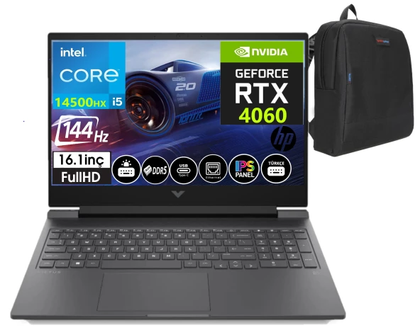 Hp Victus 16-R1056NT 14.nesil Intel I5-14500HX 64GB Ddr5 Ram 1tb SSD 8gb RTX4060 16.1 Inç 144Hz IPS Fhd WINDOWS11PRO Taşınabilir Bilgisayar VCS9J258EA26+WEBLEGELSINÇANTA