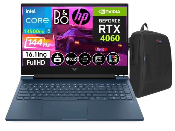 Hp Victus 16-R1057NT Intel Core I5-14500HX 64GB Ddr5 Ram 1tb SSD 8gb RTX4060 16.1 Inç 144Hz IPS Fhd Freedos Taşınabilir Bilgisayar VCS9J260EA08+WEBLEGELSINÇANTA