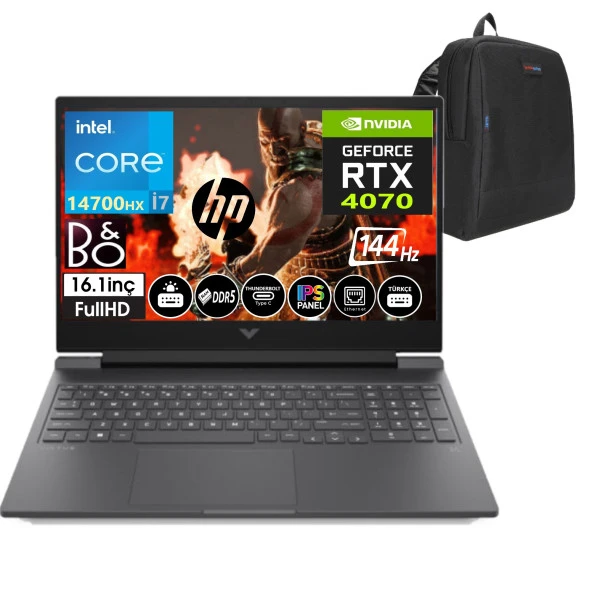 Hp Victus 16-R1024NT Intel Core I7 14700HX 64GB Ddr5 Ram 1tb SSD 8gb RTX4070 16.1 Inç 144Hz IPS Fhd WINDOWS11HOME Taşınabilir Bilgisayar VCS9J226EA17+WEBLEGELSINÇANTA