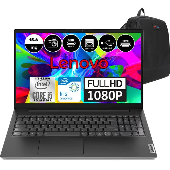 Lenovo V15 Gen4 Intel Core I5 13420H 40GB 256GB SSD Windows 11 Home 15.6" Fhd Taşınabilir Bilgisayar 83A10091TRH13 + Weblegelsin Çanta