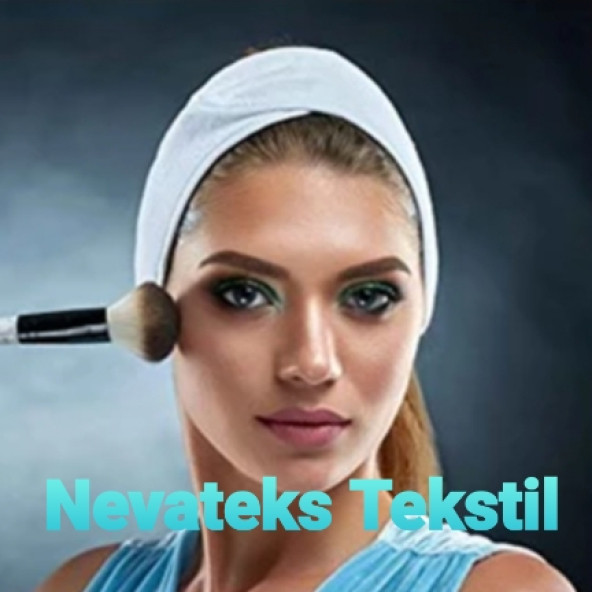 Wellsoft Kumaş Makyaj Saç Bandanası Beyaz Bayan Kozmetik Kuaför Spor Spa Ter 64x10 cm