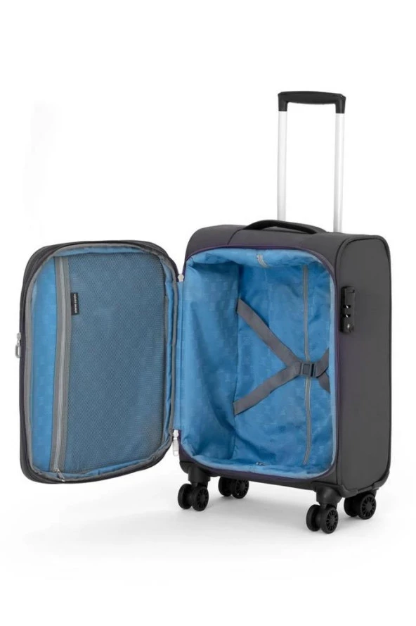 Pierre Cardin Ultra Light Hafif Lüx Kumaş Kabin Boy Valiz Antrasit 04PC4200 - Resim 4