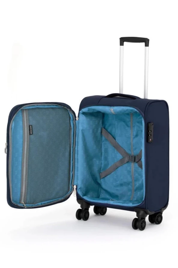 Pierre Cardin Ultra Light Hafif Lüx Kumaş Kabin Boy Valiz Lacivert 04PC4200 - Resim 4