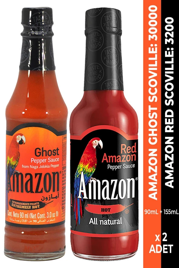 Amazon Ghost Scoville 30.000 + Red Scoville 3200 Acı Biber Sosu 2 Adet