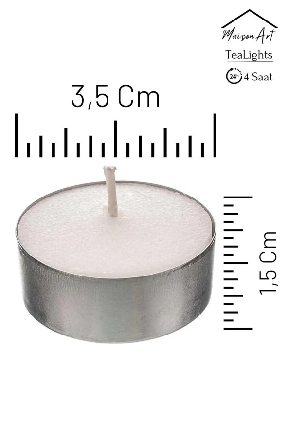 100 Adet | Buhurdanlık Mumu | 4 Saat Yanan Tea Light Mum | Dekoratif Mumluk Mumu - 2