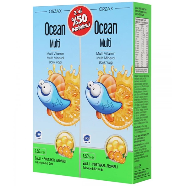 Ocean Multi Ballı Portakal Aromalı Şurup 150 ml + 150 ml 2 li Set