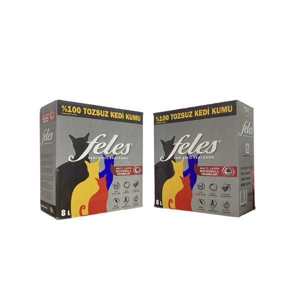 Feles Kedi Kumu %100 tozsuz 8 lt x2 Adet