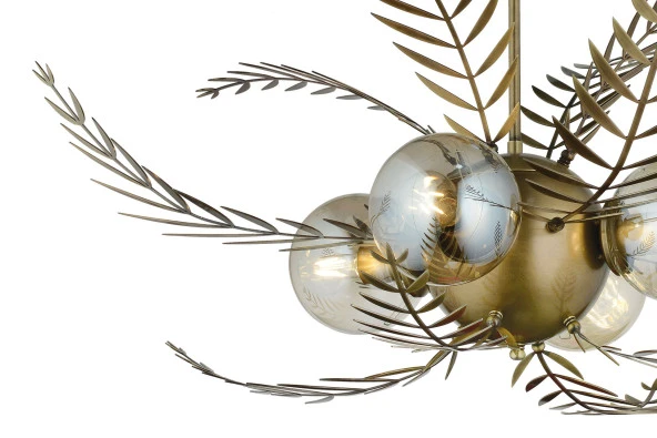 LampaLuce Alekos Modern Tasarım Yapraklı Sarkıt Avize Sarı 100x90cm - 3