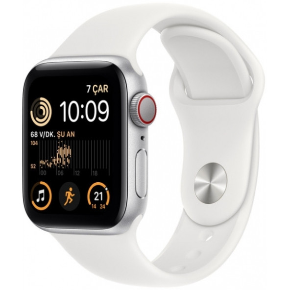 Apple Watch Se 2 Gps + Cellular Beyaz Spor Kordonlu 40 MM Gümüş Alüminyum Kasa Normal  MNPP3TU/A