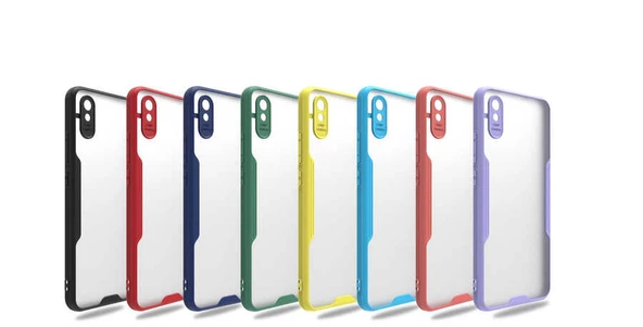 Xiaomi Redmi 9A Kılıf Kenar Renkli Kamera Korumalı Mat Kapak - 2