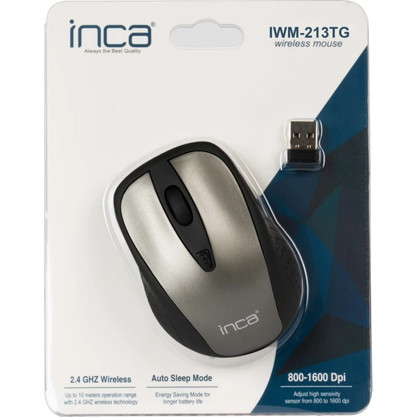 INCA IWM-213TG Nano Alıcılı Kablosuz 2.4Ghz Gri Mouse - 4