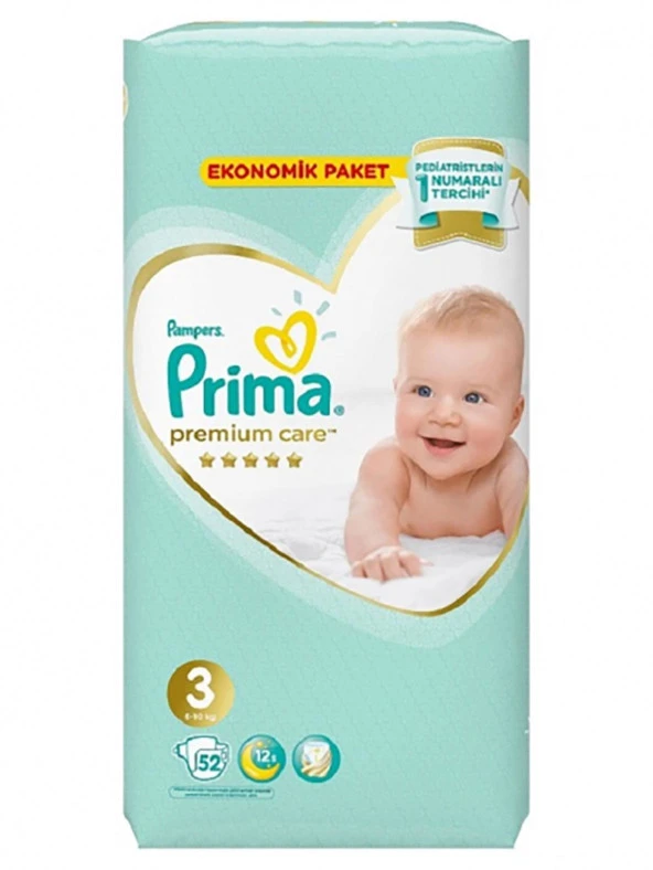 Prima Premium Care Bebek Bezi Ekonomik Paket 3 Beden 52 Adet