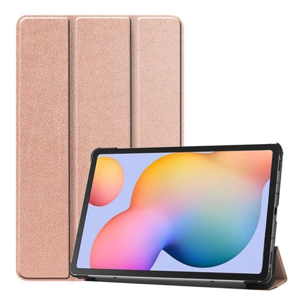 KNY Lenovo Tab P11 Pro 11.2 İnç 2.Nesil Kılıf Arkası Şeffaf Standlı Uyku Modlu Smart Cover Rose Gold