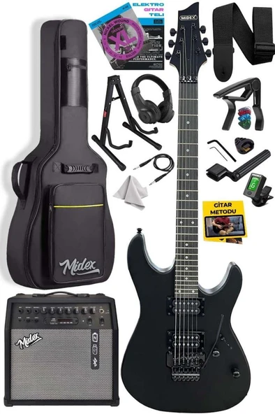 Midex GRX-300-50-AMP Profesyonel Elektro Gitar Seti 50 Watt Gainli Şarjlı Bluetooth'lu Amfi ve Full Set ürün görseli