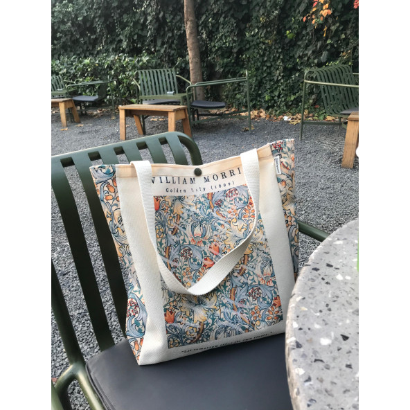 William Morris Kanvas Bez Çanta Yıkanabilir Metal Çıtçıtlı Cepli - 2