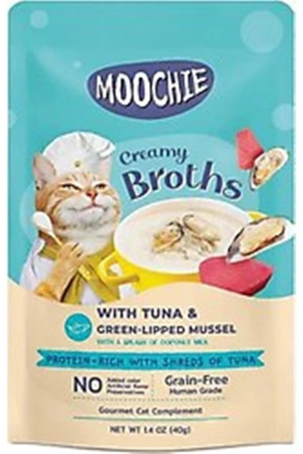 Moochie Kedi Çorbası Ton & Yeşil Dudaklı Midyeli 40 Gr