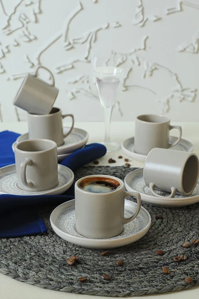 Keramika Keraart Stone Kahve Takımı 12 Parça 6 Kişilik 21426