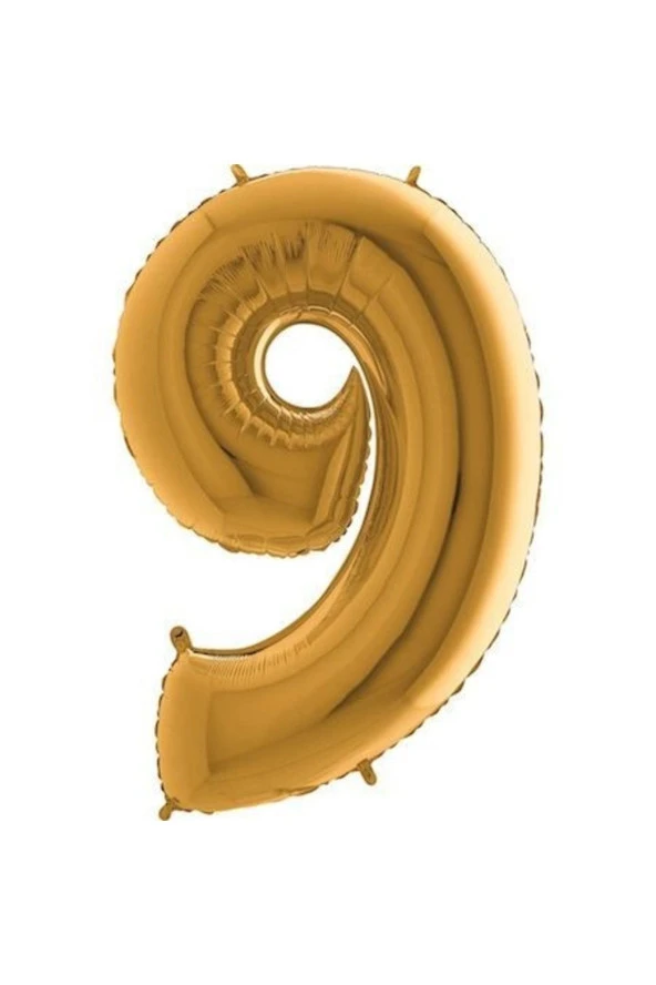 Rakam (9) Gold Folyo Balon- 40 Inç 100 Cm