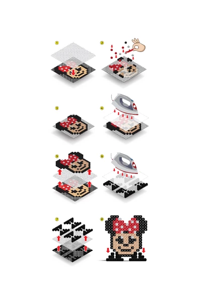Ütü ile Yapışan Boncuk Aktivite ve Oyuncak Seti, Disney Minnie Mouse 4in1-Pixel Pixel BB16-04 - 3