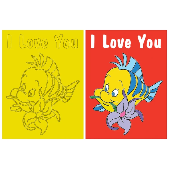 I Love You, 5 Adet Büyük Boy A4, Kız-Erkek Kum Boyama Kartı Seti-Red Castle KB-RC-051 - 6